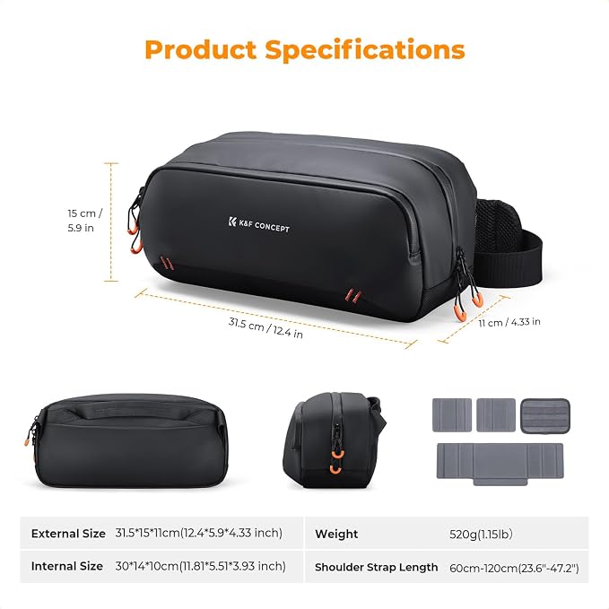 K&F CONCEPT Storage Sling Bag, Vlog Photography Camera HandBag, Portable - Image 8