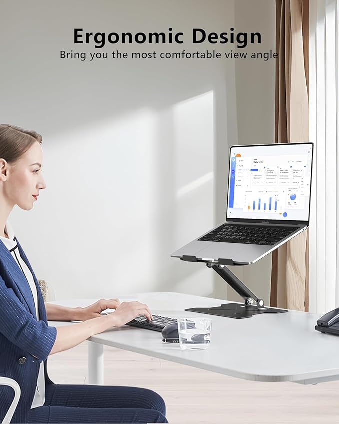 Adjustable Laptop Stand for Desk, Metal Foldable Laptop Riser, Portable Laptop - Image 2