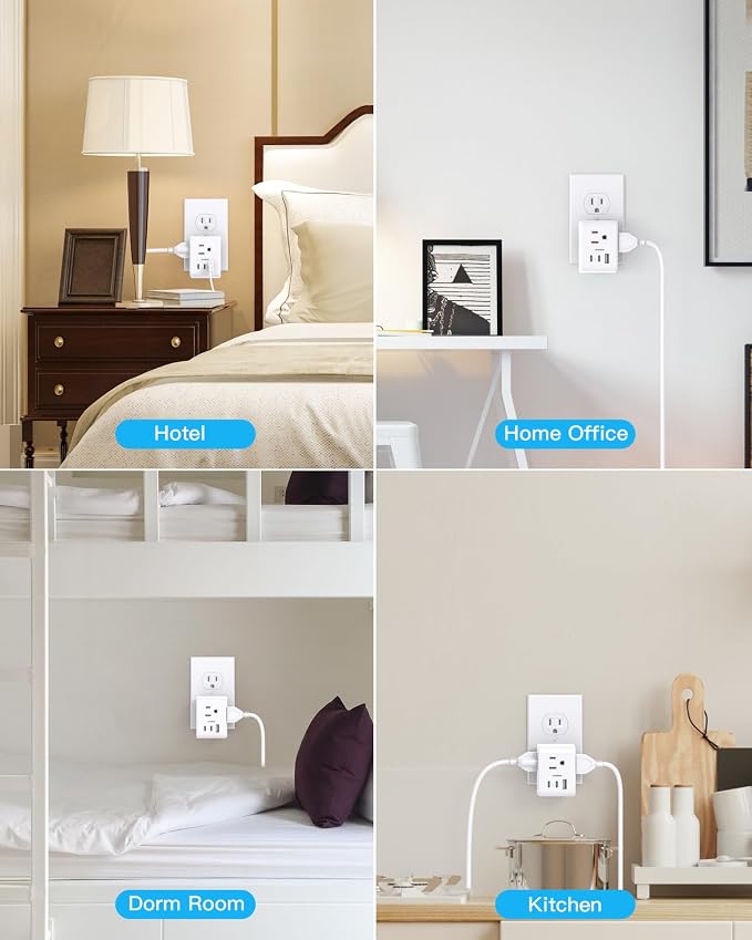 Multi Plug Outlet Extender, Power Strip Non Surge Protector Electric Outlet - Image 7