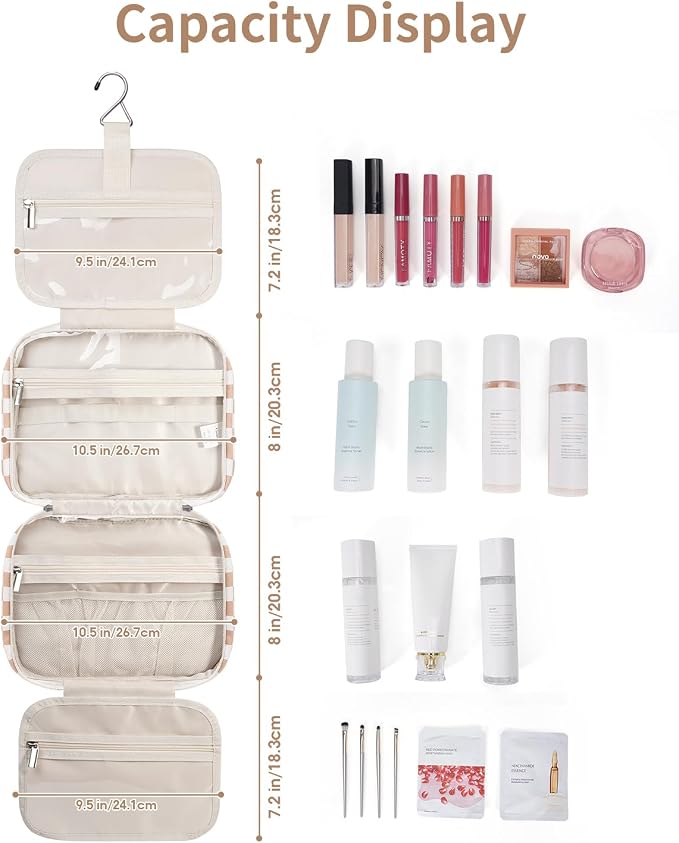 Narwey Hanging Toiletry Bag for Women Travel Makeup Bag Organizer Toiletries - Image 4