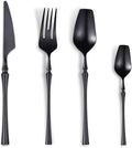 24-Piece Black Silverware Set for 6, Modern 18/10 Stainless Steel Flatware Set by Lemeya