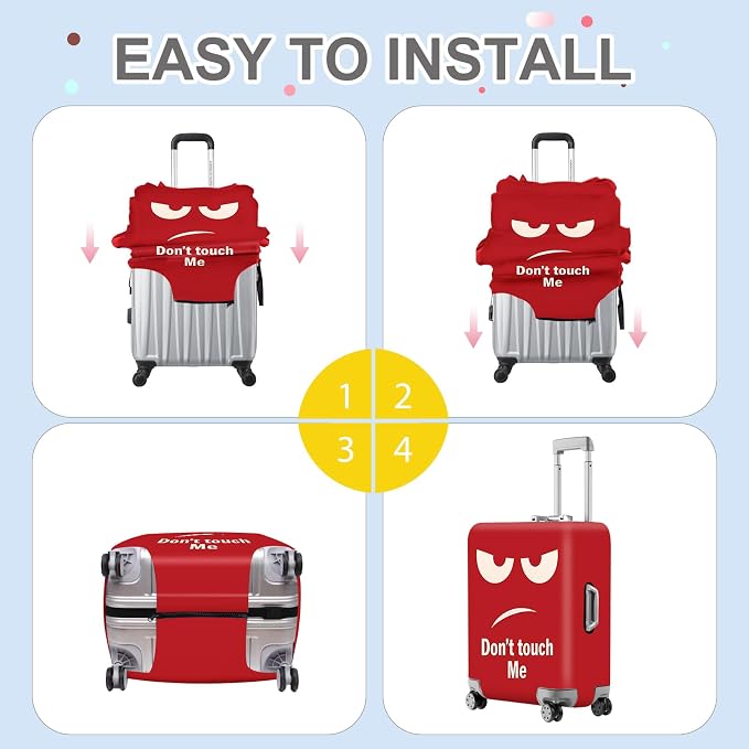 ANNA QUEEN Funny Luggage Cover, Don't Touch Me Red Face Design, Stretchable - Image 6