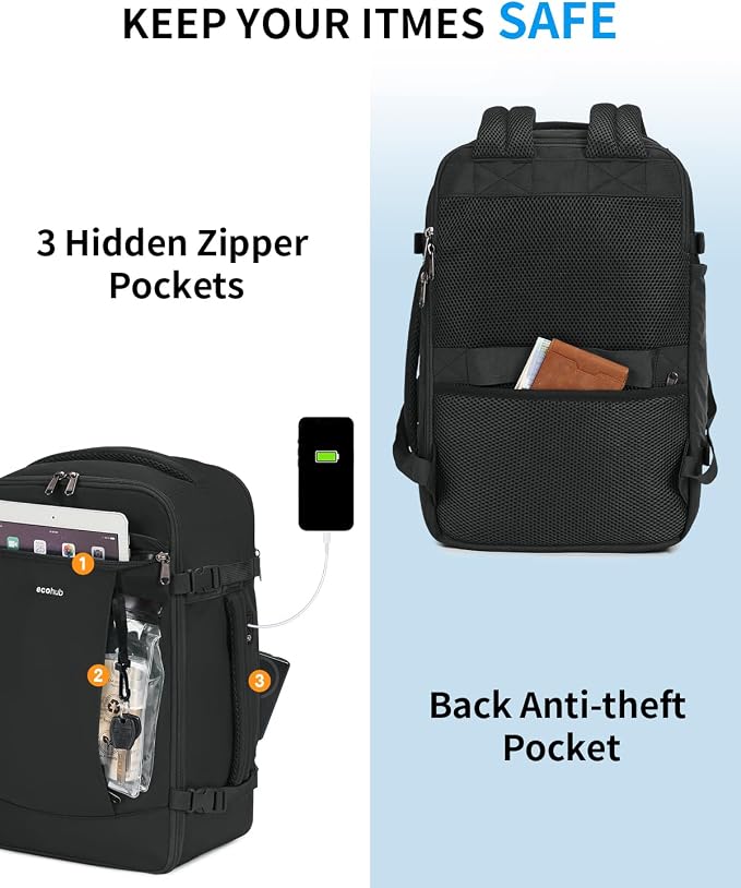ECOHUB Travel Backpack for Men Women, Carry on Backpack - Image 4