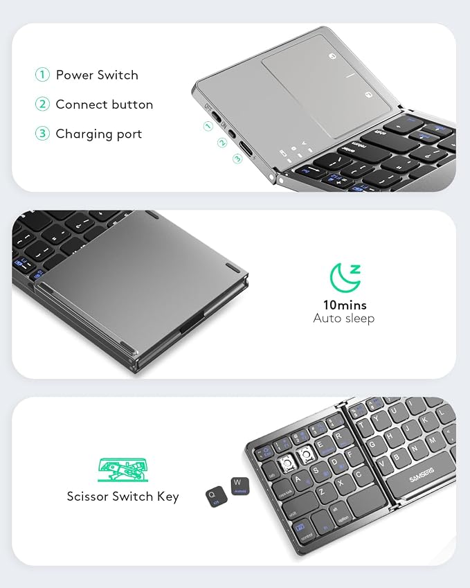 Samsers Multi-Device Foldable Bluetooth Keyboard - Image 6