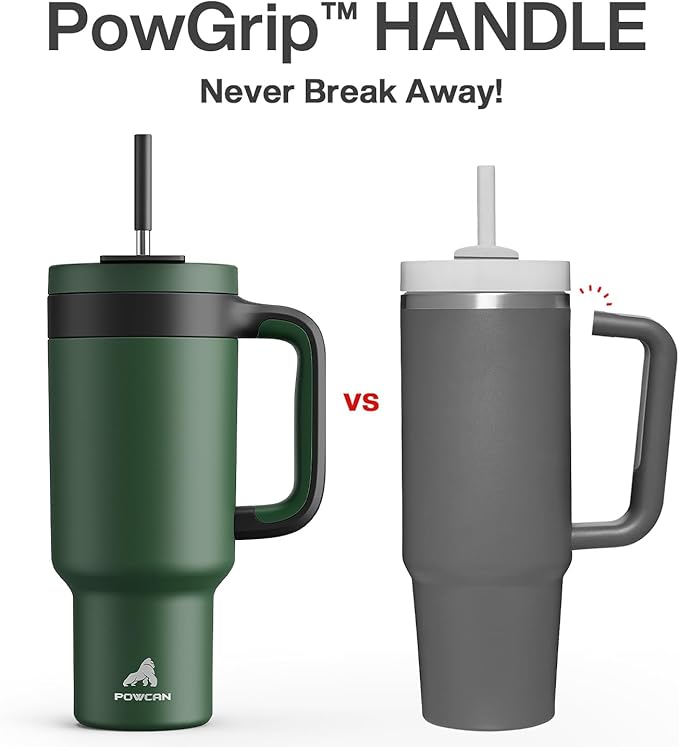 POWCAN 40 oz Tumbler with Handle, 2-in-1 Straw and Sip Lid, Dishwasher Safe - Image 3