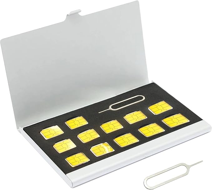 Aluminum SIM Card Case, Universal Waterproof Slim Mini Card Slots Storage Case by Little+Syohe