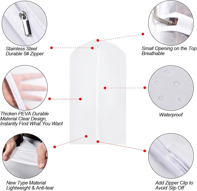 Suit Bags for Closet Storage Garment Bag 24''X40'' Clear Garment Bags for - Image 3