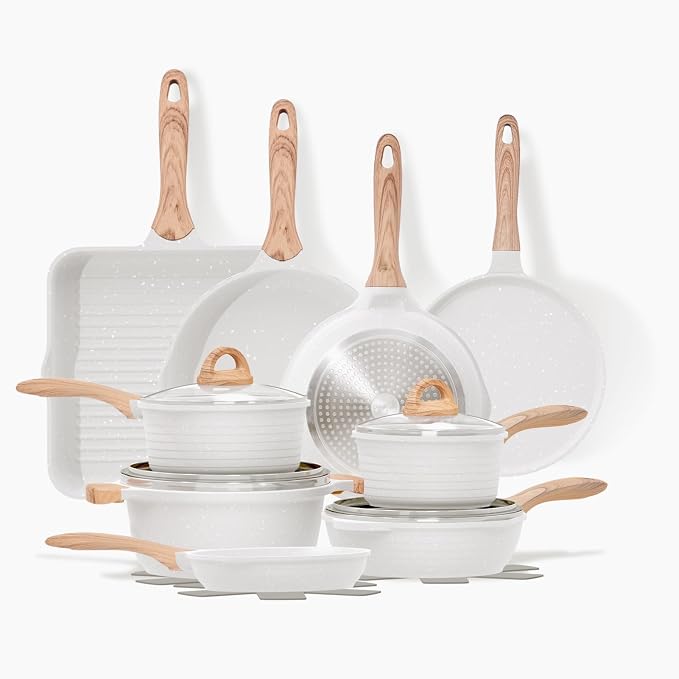 JEETEE 23pcs Pots and Pans Set Non Stick, w/Frying Pans, Sauté & Griddle & - Image 9