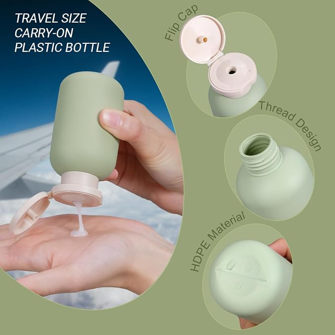3.4 oz Plastic Small Travel Shampoo Bottles, Refillable Flip Cap Squeeze Bottles - Image 4