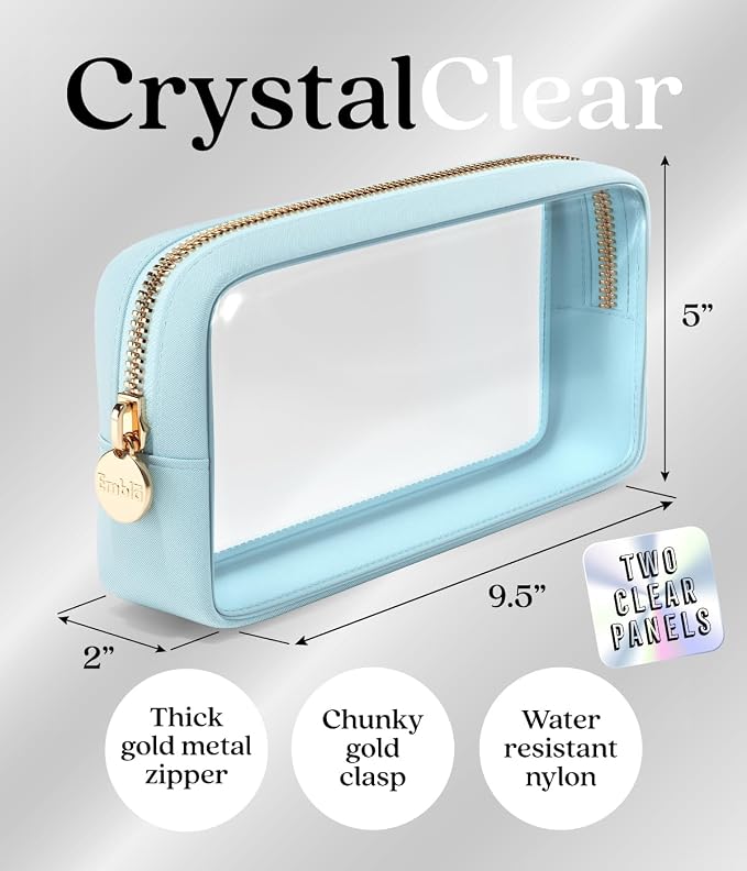 Clear Makeup Bag Zipper Pouch, Transparent Cosmetic Case Organizer, TSA - Image 2