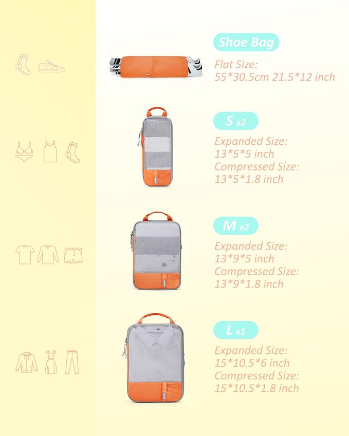 BAGSMART 6 Set Compression Packing Cubes - Image 2