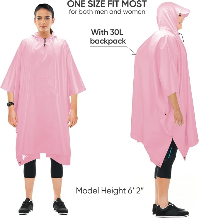 PTEROMY Hooded Rain Poncho for Adult - Image 5