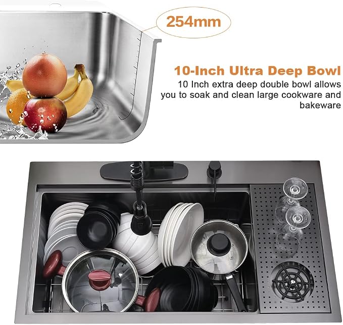 33 Inch Black Drop In Kitchen Sink - Image 6