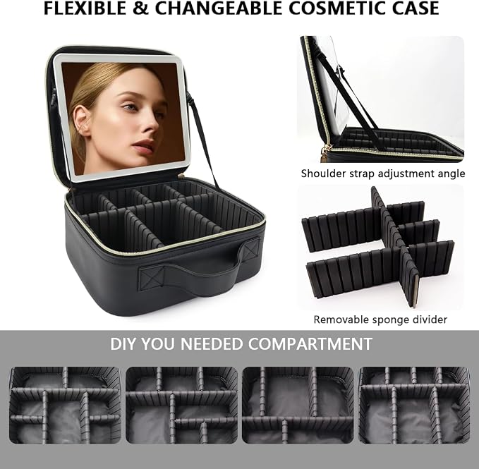 Travel Makeup Bag for Makeup Artists Large Makeup Case, - Image 2