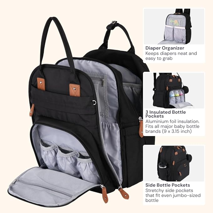 BabbleRoo Extra Large Diaper Bag Backpack, Expandable Baby Bag - Image 4