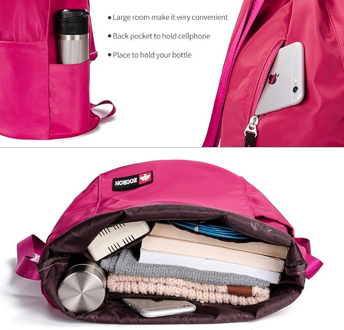 ZOORON Waterproof Drawstring Gym Backpack Bag - Image 4
