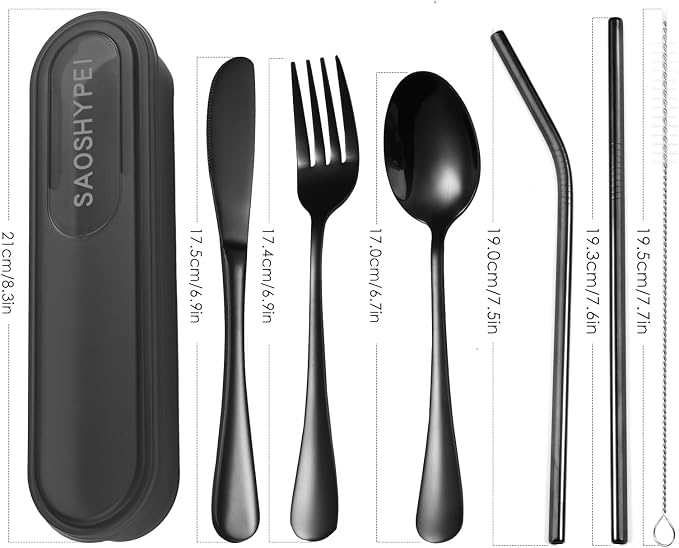 Portable Utensils Set with Case, Lunch Box Includ Fork Spoon Knife, Dishwasher - Image 7