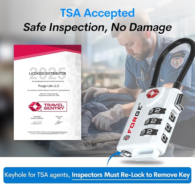 TSA Approved Cable Luggage Locks, Re-settable Combination - Image 2