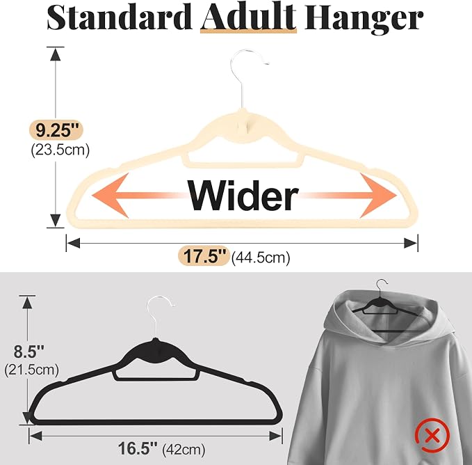 Velvet Felt Stackable Hangers 50 Pack, Non Slip, - Image 3