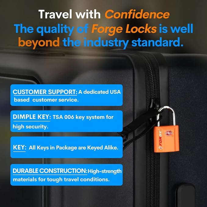 TSA Approved Luggage Locks, Ultra-Secure Dimple Key Travel Locks - Image 4