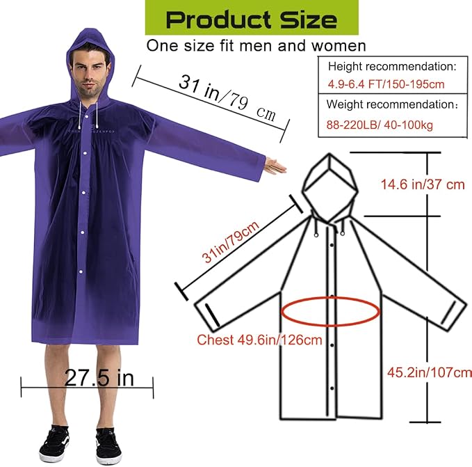 Rain Coats - Reusable EVA Rain Ponchos - Image 2