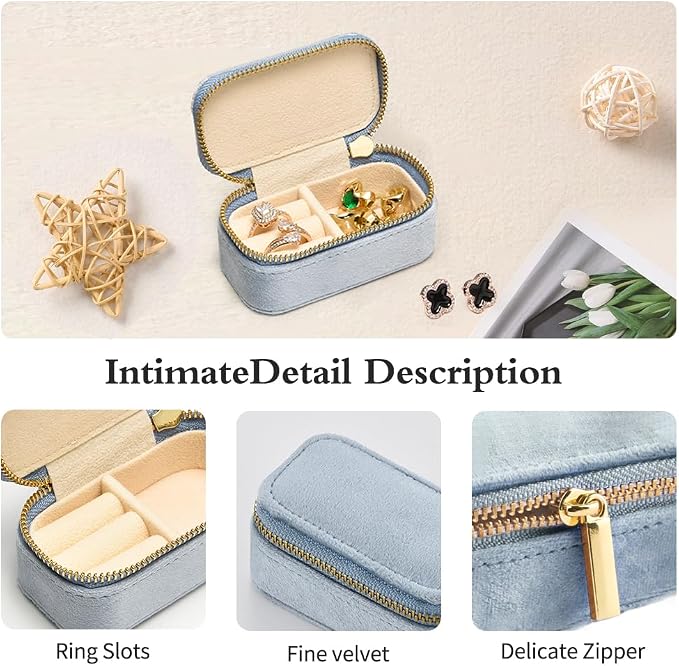 TAIMY Mini Jewelry Travel Case, Velvet Small Travel Jewelry Box, Portable - Image 4