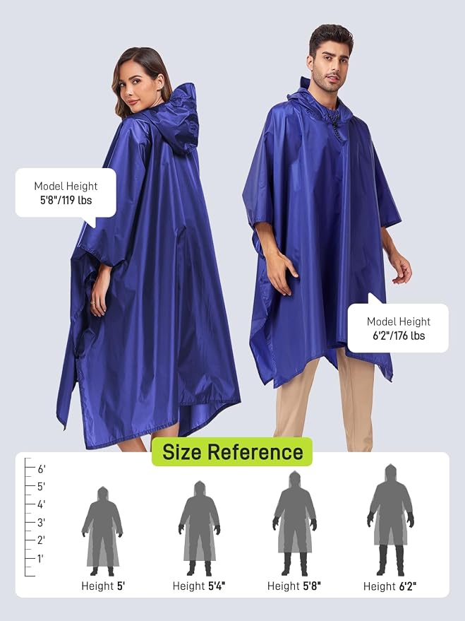 SaphiRose Hooded Rain Poncho Waterproof Raincoat Jacket - Image 2