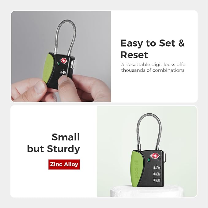 pack all TSA Approved Cable Luggage Locks, 3 Digit Combination Padlocks - Image 4