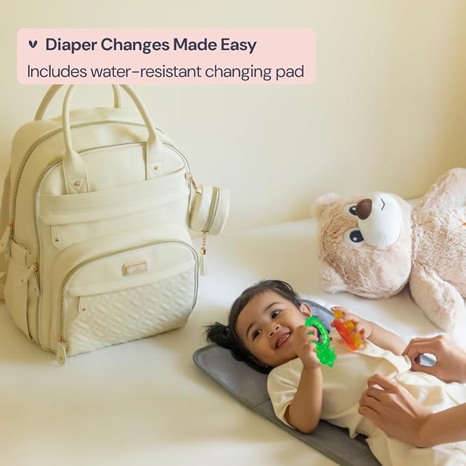 BabbleRoo Leather Diaper Bag Backpack - Image 8
