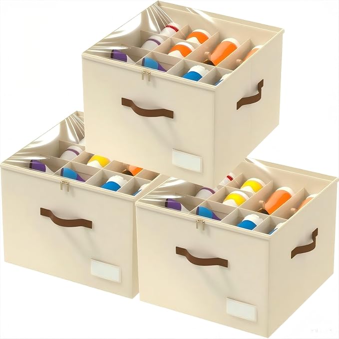 3 Pack Shoe Organizer for Closet, Foldable Shoe Storage Containers, Fits 24-48 by LIKMYPICK
