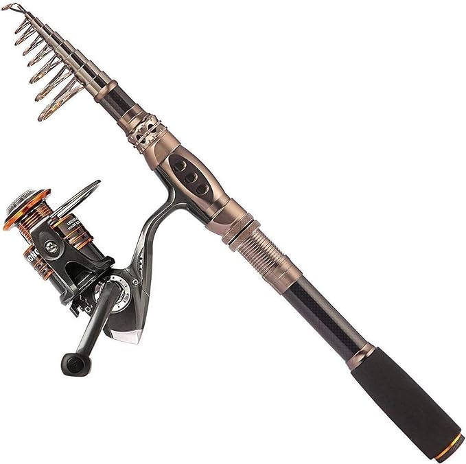 PLUSINNO Fishing Rod and Reel Combos Carbon Fiber Telescopic Fishing Pole by PLUSINNO