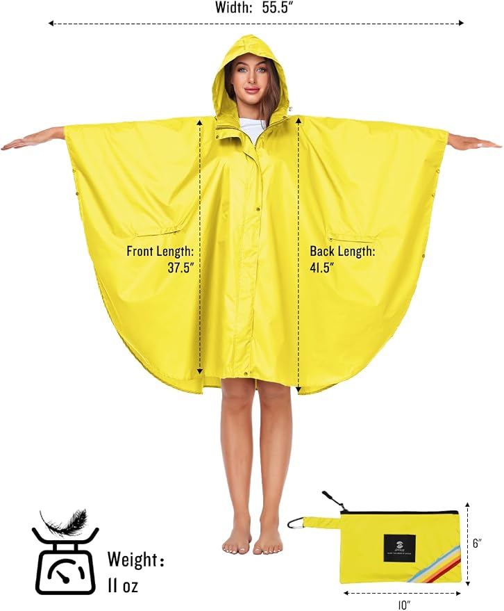 SaphiRose Unisex Rain Poncho Hooded Waterproof Raincoat - Image 6