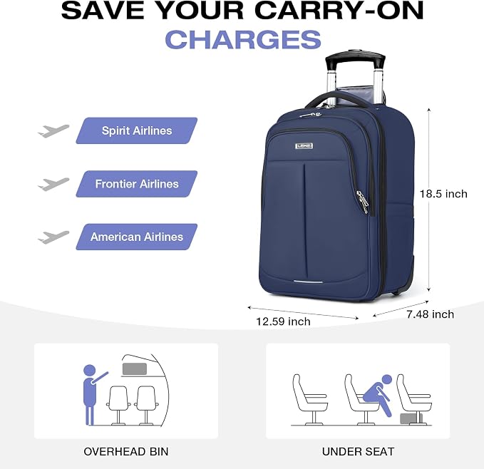 Rolling Backpack for Adults, 17 Inch Waterproof Carry-on Backpack - Image 3