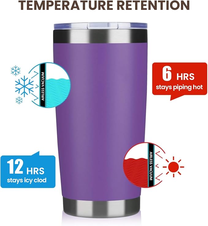 MEWAY 20oz Tumbler 4 Pack Double Wall Vacuum Insulated Travel Mug Bulk - Image 6
