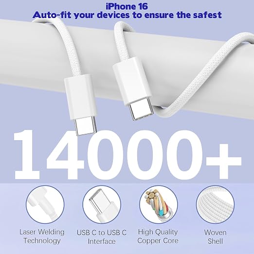 iPhone 17/16 Fast Charger Block, 2 Pack 60W USB Charging Block 5-Port Charge - Image 4