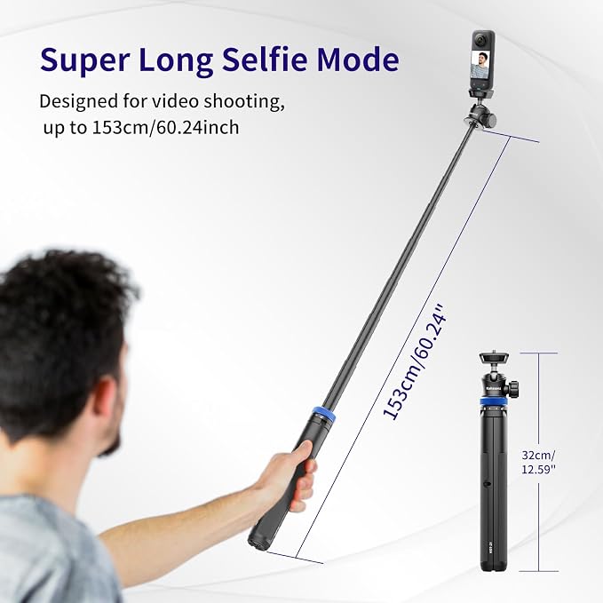 Selfie Stick Tripod for Gopro Camera, Portable Lightweight Camera Tripod for - Image 2