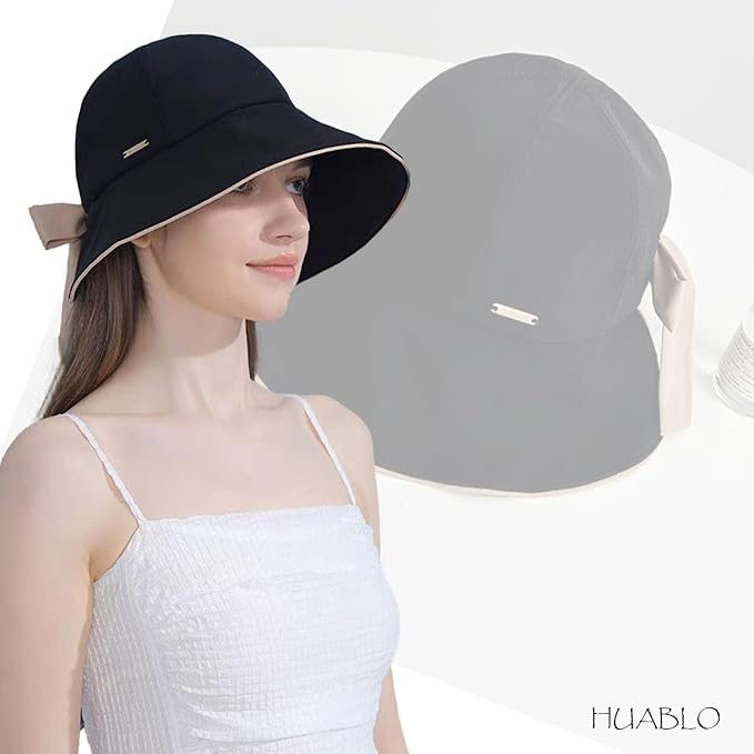 Wide Brim Hats for Woman Foldable Hats Sun Hats for Women uv Protection Bowknot - Image 2