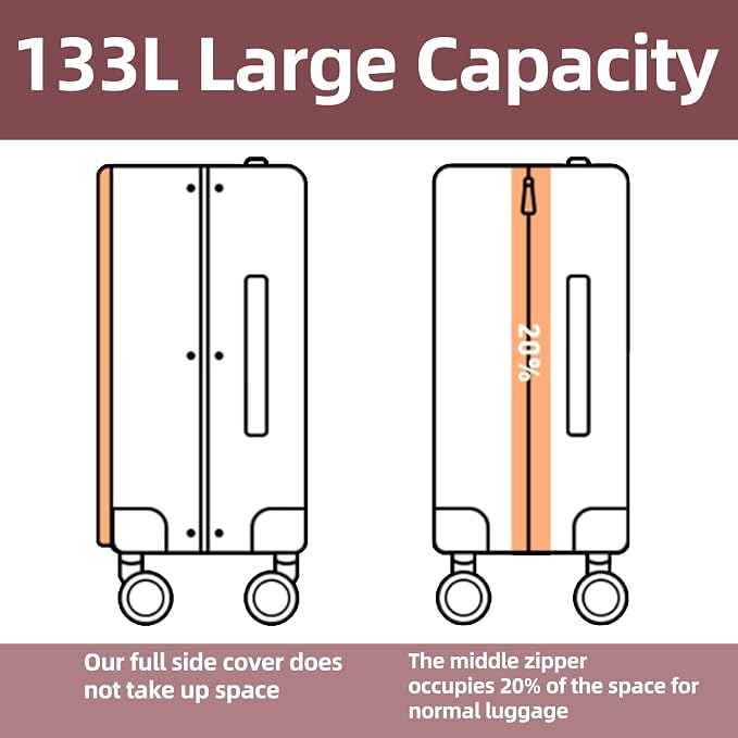 29 Inch Luggage with Expansion & Side Opening Design, 50 * 31*76cm, 117L~133L - Image 5
