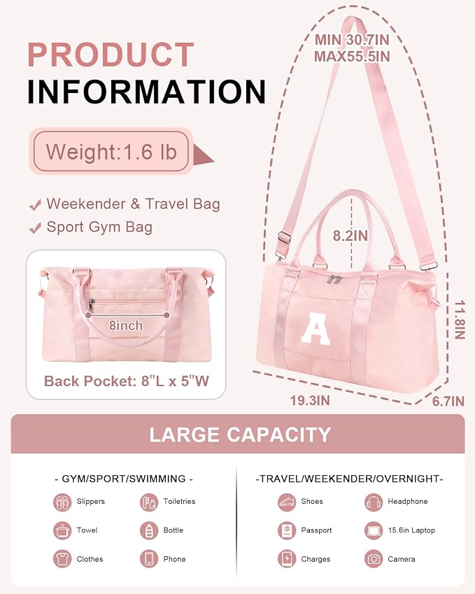 Initial Travel Duffel Bag Sports Gym Bag - Image 2