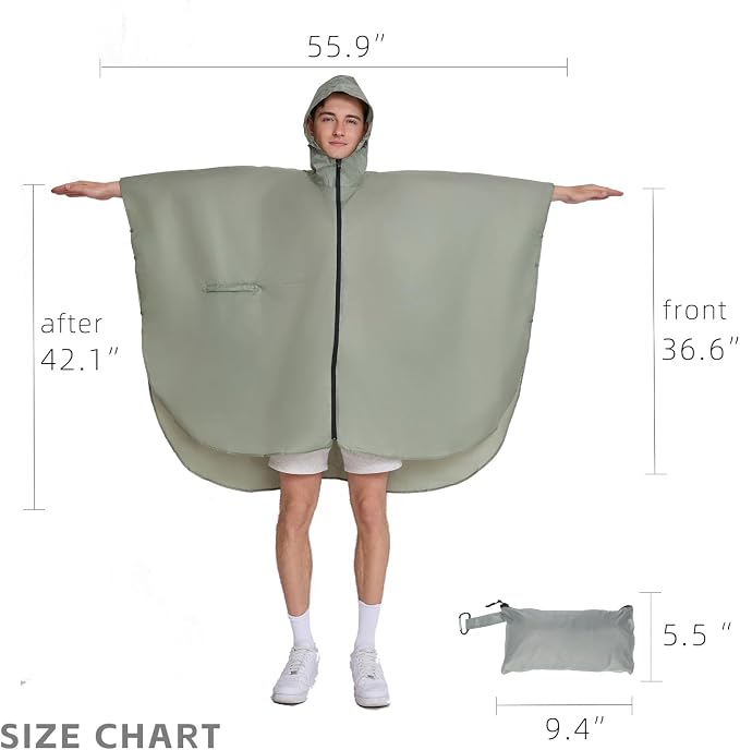 Cloak raincoat Unisex poncho Adult hooded men and women - Image 3