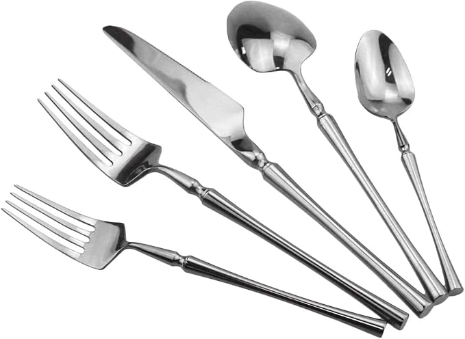 Gugrida 20 piece Silver Flatware Set 304 Stainless Steel Fork Spoon Cutlery - Image 4