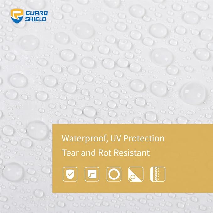GUARD SHIELD Tarp White 9x9 Feet Multi Purpose Waterproof Poly Tarp Cover 5mil - Image 3