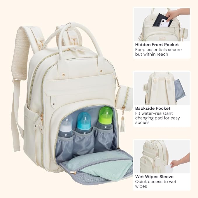 BabbleRoo Leather Diaper Bag Backpack - Image 6