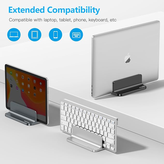 OMOTON Vertical Laptop Stand Holder, Desktop Aluminum MacBook Stand - Image 5