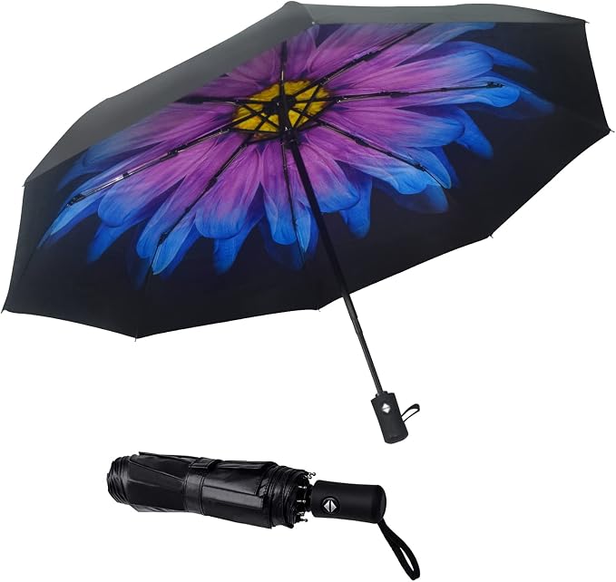 SY COMPACT Travel Umbrella Windproof Automatic Umbrellas Small Compact UV Sun by SYCOMPACT