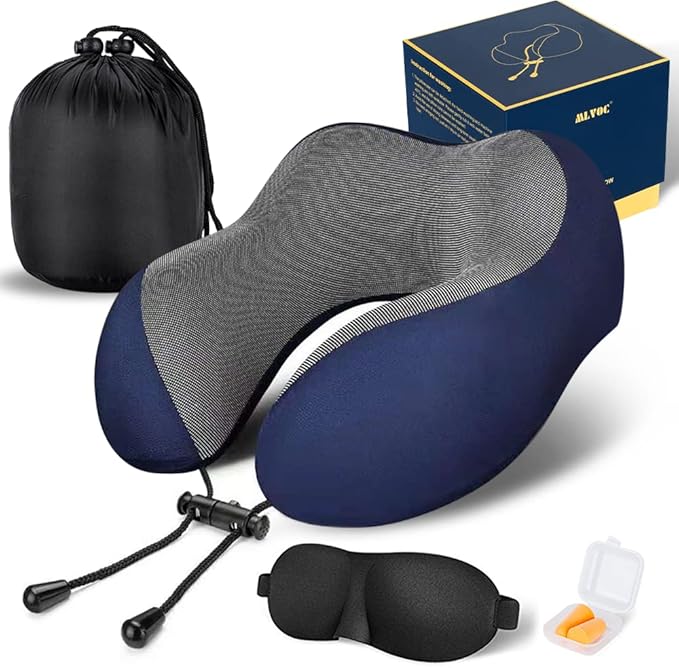 MLVOC Travel Pillow 100% Pure Memory Foam Neck Pillow, Comfortable & Breathable by ProfessionalMemoryFoamProductsManufacturers
