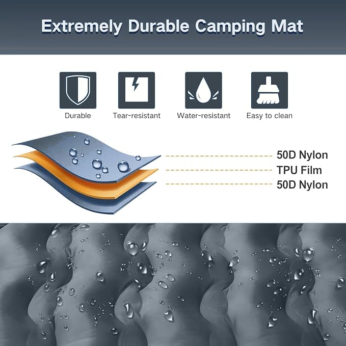 Double Sleeping Pad Camping, Self Inflating 6'' Extra-Thick 2 Person Pillow - Image 4