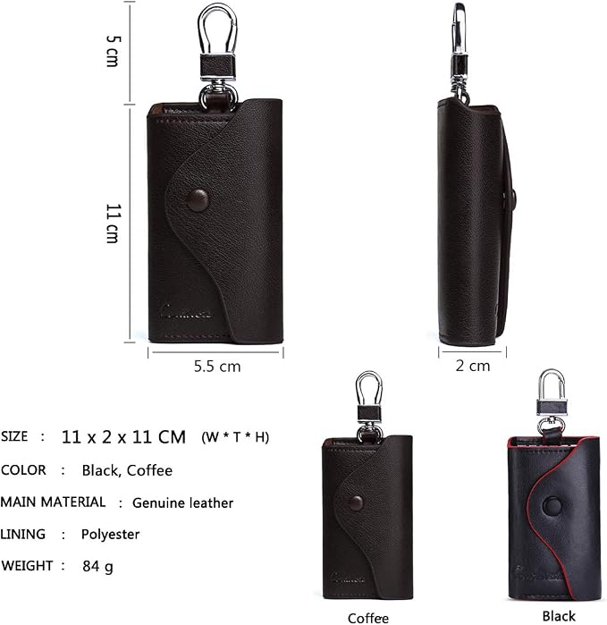 Contacts Car Key Case for Men and Women Small Leather Key Holder Key Cover - Image 3