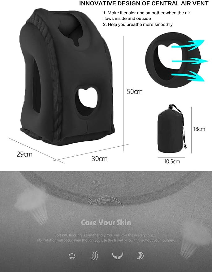 Inflatable Travel Pillow for Airplane, Neck Air Pillow for Sleeping to Avoid - Image 5