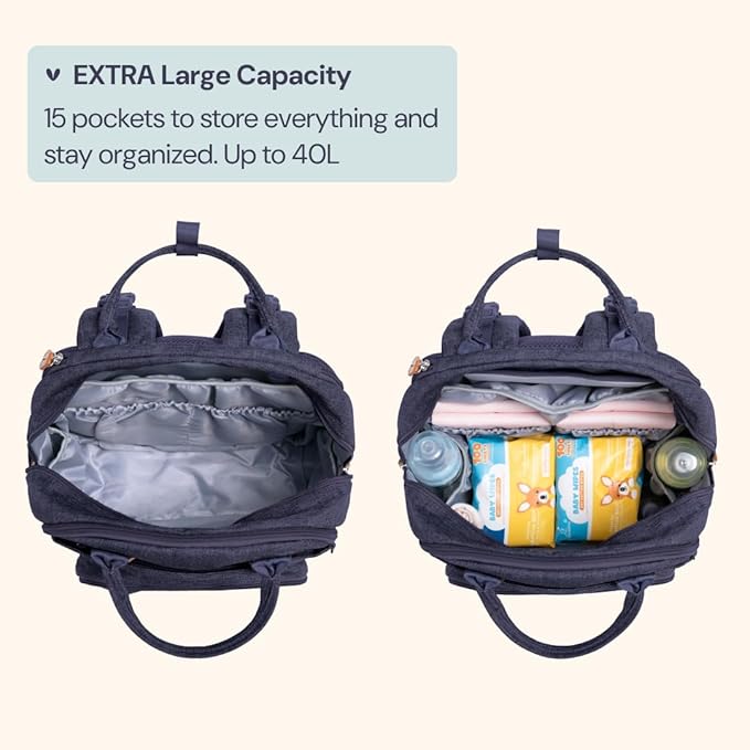 BabbleRoo Extra Large Diaper Bag Backpack, Expandable Baby Bag - Image 2